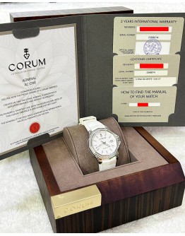 CORUM ADMIRAL TITANIUM DIAMONDS BEZEL REF 082.201.42 WHITE GRENADIER FENDU DIAL 38MM AUTOMATIC WATCH