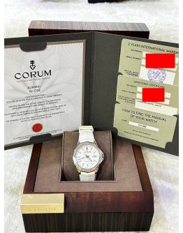 CORUM ADMIRAL TITANIUM DIAMONDS BEZEL REF 082.201.42 WHITE GRENADIER FENDU DIAL 38MM AUTOMATIC WATCH