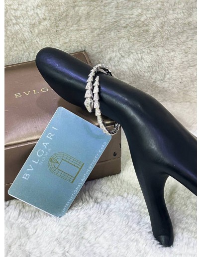 BVLGARI SERPENTI VIPER BRACELET SIZE M IN 18K 750 WHITE GOLD WITH DIAMONDS