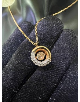 SWAROVSKI PENDANT CLEAR CRYSTAL NECKLACE IN PLATED YELLOW GOLD