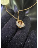 SWAROVSKI PENDANT CLEAR CRYSTAL NECKLACE IN PLATED YELLOW GOLD