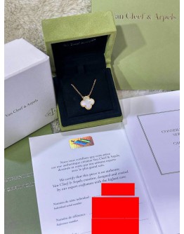 VCA VAN CLEEF & ARPELS VINTAGE ALHAMBRA PENDANT NECKLACE IN 18K 750 YELLOW GOLD WITH MOTHER OF PEARL