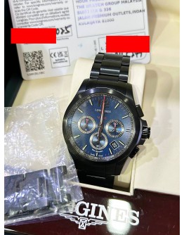LONGINES CONQUEST VHP CHRONOGRAPH BLACK PVD REF L3.717.2.96.6 BLUE DIAL 42MM QUARTZ WATCH