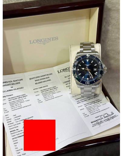 LONGINES HYDROCONQUEST GMT 300M REF L3.890.4 BLUE DIAL 43MM AUTOMATIC WATCH