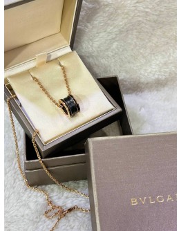 BVLGARI B.ZERO 1 PENDANT NECKLACE IN 18K 750 ROSE GOLD WITH BLACK CERAMIC