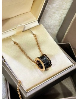 BVLGARI B.ZERO 1 PENDANT NECKLACE IN 18K 750 ROSE GOLD WITH BLACK CERAMIC