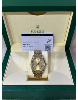 ROLEX DATEJUST 36 HALF 18K 750 YELLOW GOLD RED. 16233 CHAMPAGNE GOLD DIAL 36MM AUTOMATIC WATCH 