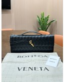 BOTTEGA VENETA ANDIAMO LONG CLUTCH IN BLACK SIGNATURE INTRECCIATO WOVEN LEATHER WITH GOLD HARDWARE 