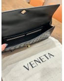 BOTTEGA VENETA ANDIAMO LONG CLUTCH IN BLACK SIGNATURE INTRECCIATO WOVEN LEATHER WITH GOLD HARDWARE 