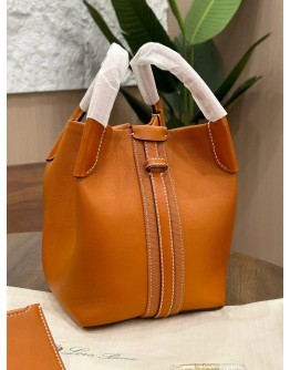 LORO PIANA SMALL BALE BAG IN WARM TAN SUN GOLD L0C2 SMOOTH CALF LEATHER