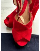 PRADA PLATFORM IN RED SUEDE LEATHER