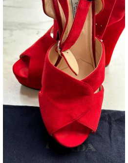 PRADA PLATFORM IN RED SUEDE LEATHER