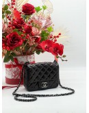 CHANEL SQUARE CLASSIC SINGLE FLAP BAG QUILTED LAMBSKIN MINI