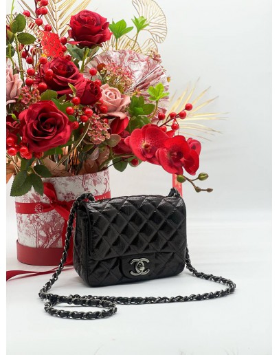 CHANEL SQUARE CLASSIC SINGLE FLAP BAG QUILTED LAMBSKIN MINI