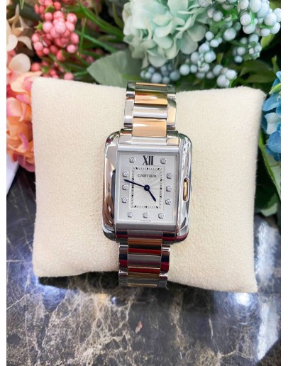 CARTIER TANK ANGLAISE HALF 18K ROSE GOLD DIAMOND YEAR 2017 WATCH -FULL SET-