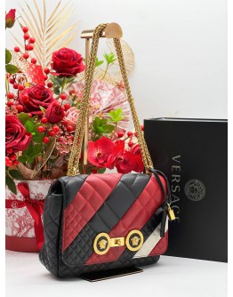 VERSACE MULTICOLOUR QUILTED LEATHER PATCHWORK ICON SHOULDER BAG 