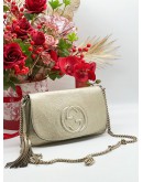 GUCCI SOHO CHAIN METALLIC LEATHER CROSSBODY BAG