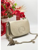 GUCCI SOHO CHAIN METALLIC LEATHER CROSSBODY BAG