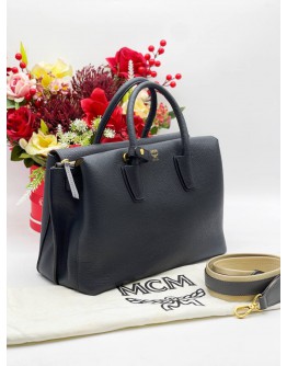 MCM MILLA PEBBLED LEATHER TOTE BAG