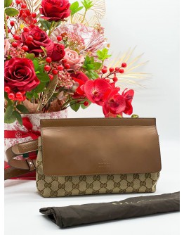 GUCCI CANVAS & LEATHER CROSSBODY BAG