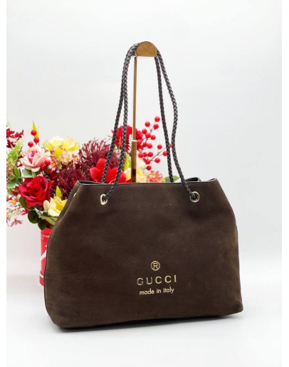 GUCCI NUBUCK LEATHER SHOULDER BAG