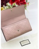 GUCCI GG GUCCISSIMA EMBOSSED CALFSKIN LEATHER LONG FLAP WALLET