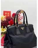 PRADA BN2502 TESSUTO & SAFFIANO LEATHER TOP LEATHER TOP HANDLE BAG