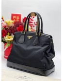 PRADA BN2502 TESSUTO & SAFFIANO LEATHER TOP LEATHER TOP HANDLE BAG