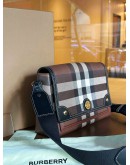 BURBERRY NOTE CROSSBODY BAG IN DARK BROWN PRINT LEATHER