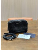 PRADA BLACK WATERSNAKE MINI CAMERA BAG    