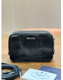 PRADA BLACK WATERSNAKE MINI CAMERA BAG    