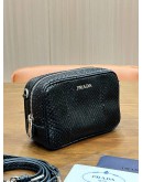 PRADA BLACK WATERSNAKE MINI CAMERA BAG    