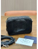 PRADA BLACK WATERSNAKE MINI CAMERA BAG    