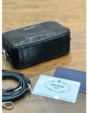 PRADA BLACK WATERSNAKE MINI CAMERA BAG    