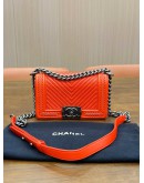 CHANEL SMALL BOY FLAP BAG IN TANGERINE ORANGE