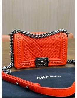 CHANEL SMALL BOY FLAP BAG IN TANGERINE ORANGE