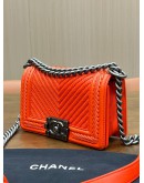 CHANEL SMALL BOY FLAP BAG IN TANGERINE ORANGE
