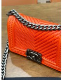 CHANEL SMALL BOY FLAP BAG IN TANGERINE ORANGE