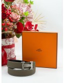 HERMES H BUCKLE REVERSIBLE LEATHER BELT 