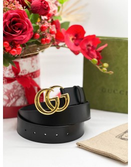GUCCI GG MARMONT BLACK LEATHER BELT 