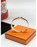 HERMES CLIC CLAC H NARROW BRACELET IN ENAMEL WITH ROSE GOLD 