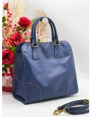 PRADA BLUE SAFFIANO LUX LEATHER TOTE BAG WITH STRAP 