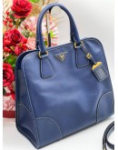 PRADA BLUE SAFFIANO LUX LEATHER TOTE BAG WITH STRAP 