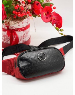 VERSACE BELT BAG IN BLACK AND RED 