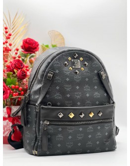 MCM STARK WHITE STUDS LOGO BACKPACK 