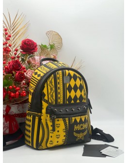 MCM SMALL STARK BAROQUE VISETOS LEATHER STUDS LOGO BACKPACK 