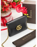 GUCCI GG MARMONT CHAIN LEATHER CROSSBODY BAG 