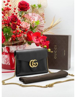 GUCCI GG MARMONT CHAIN LEATHER CROSSBODY BAG 