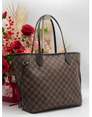 LOUIS VUITTON MM NEVERFULL IN DAMIER EBENE CANVAS AND LEATHER 