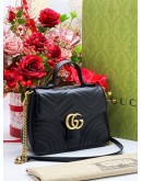 GUCCI GG MARMONT TOP HANDLE BAG MATELESS CHEVRON LEATHER